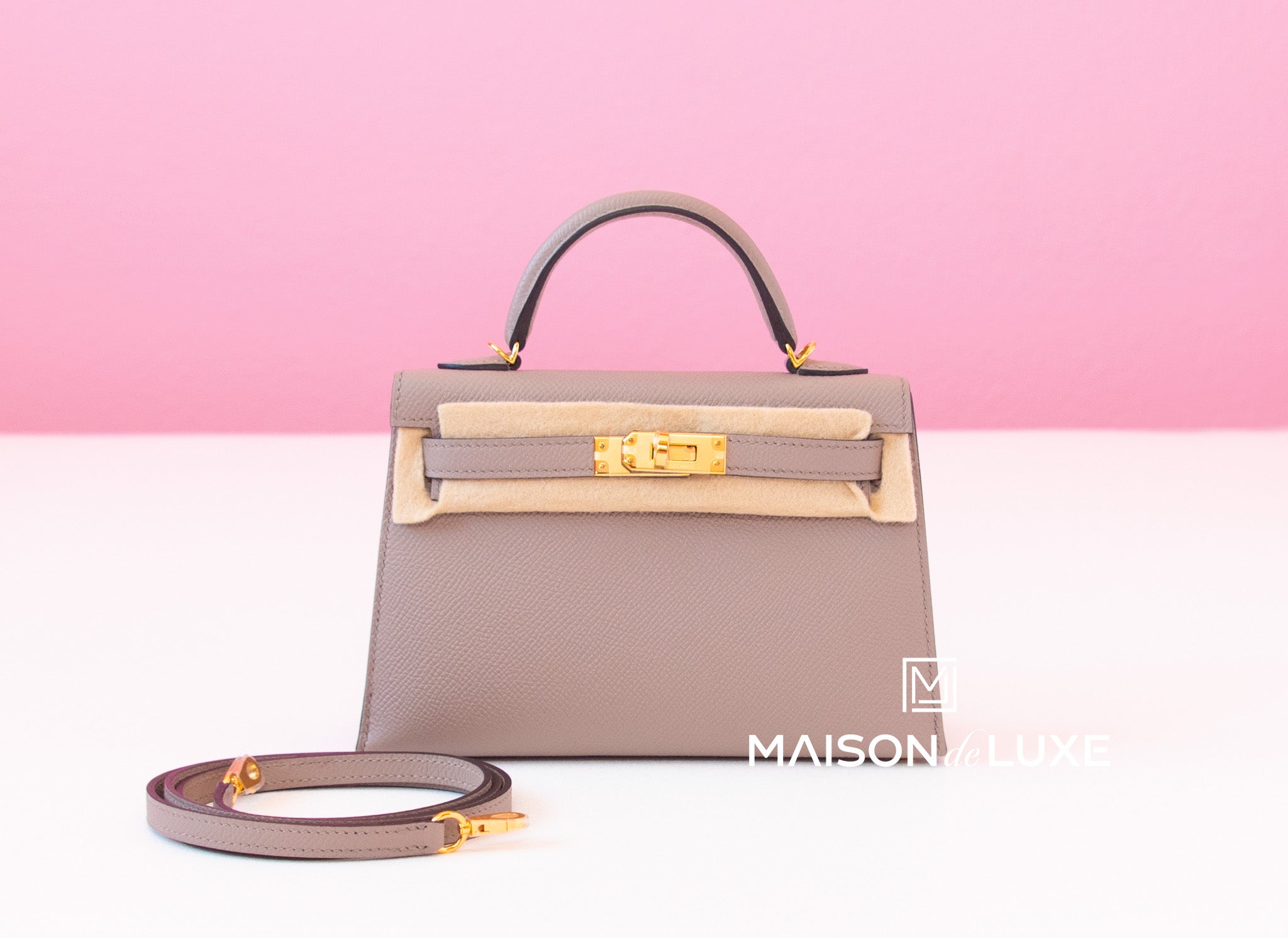 Hermes Gris Asphalte Epsom Mini Kelly II 20 cm Pochette Bag Handbag –  MAISON de LUXE