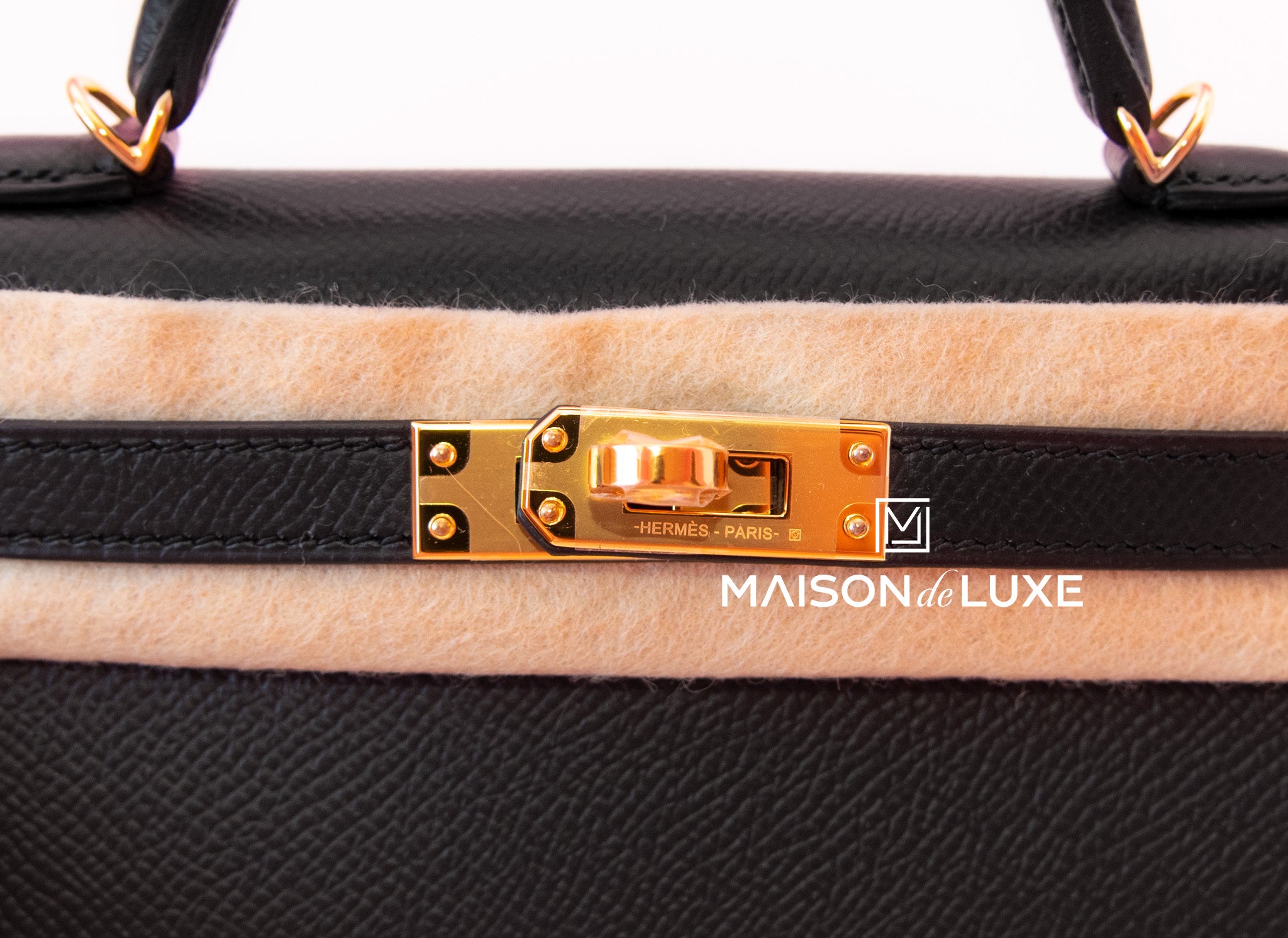 Hermes Noir Black GHW Epsom Mini Kelly Pochette - MAISON de LUXE