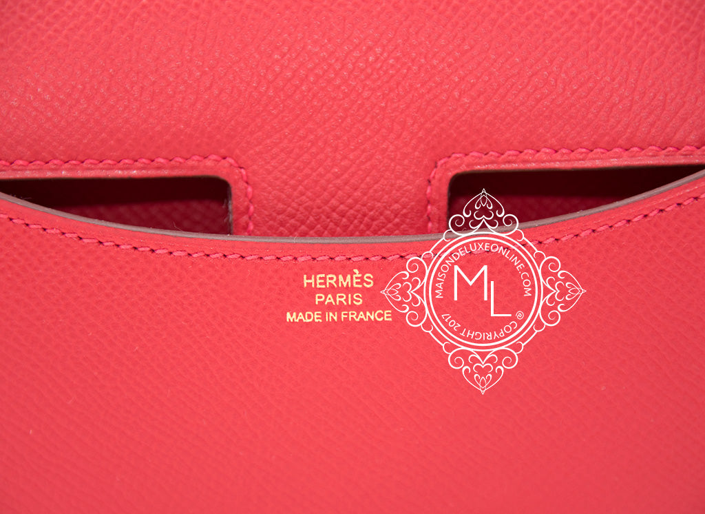 Hermes Constance Mini 18 Rouge Casaque Epsom Handbag