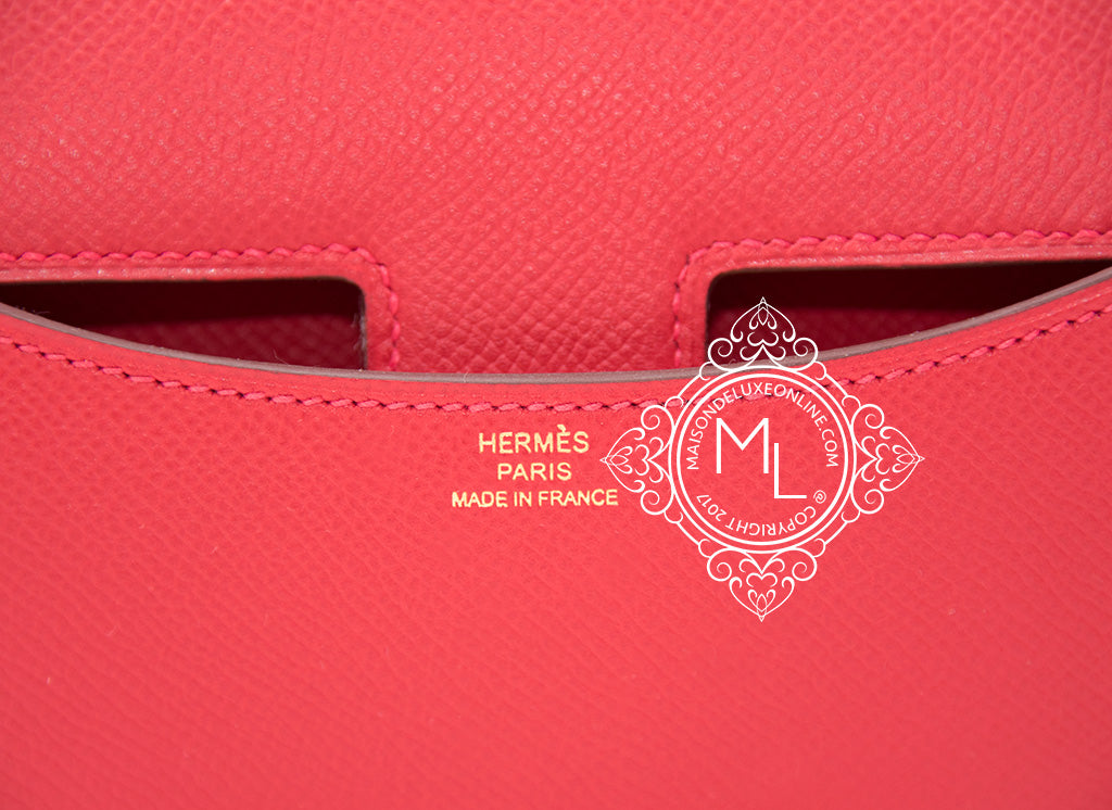 Hermes Rouge Casaque Red Epsom Constance MM 24 25 Handbag Bag Birkin –  MAISON de LUXE