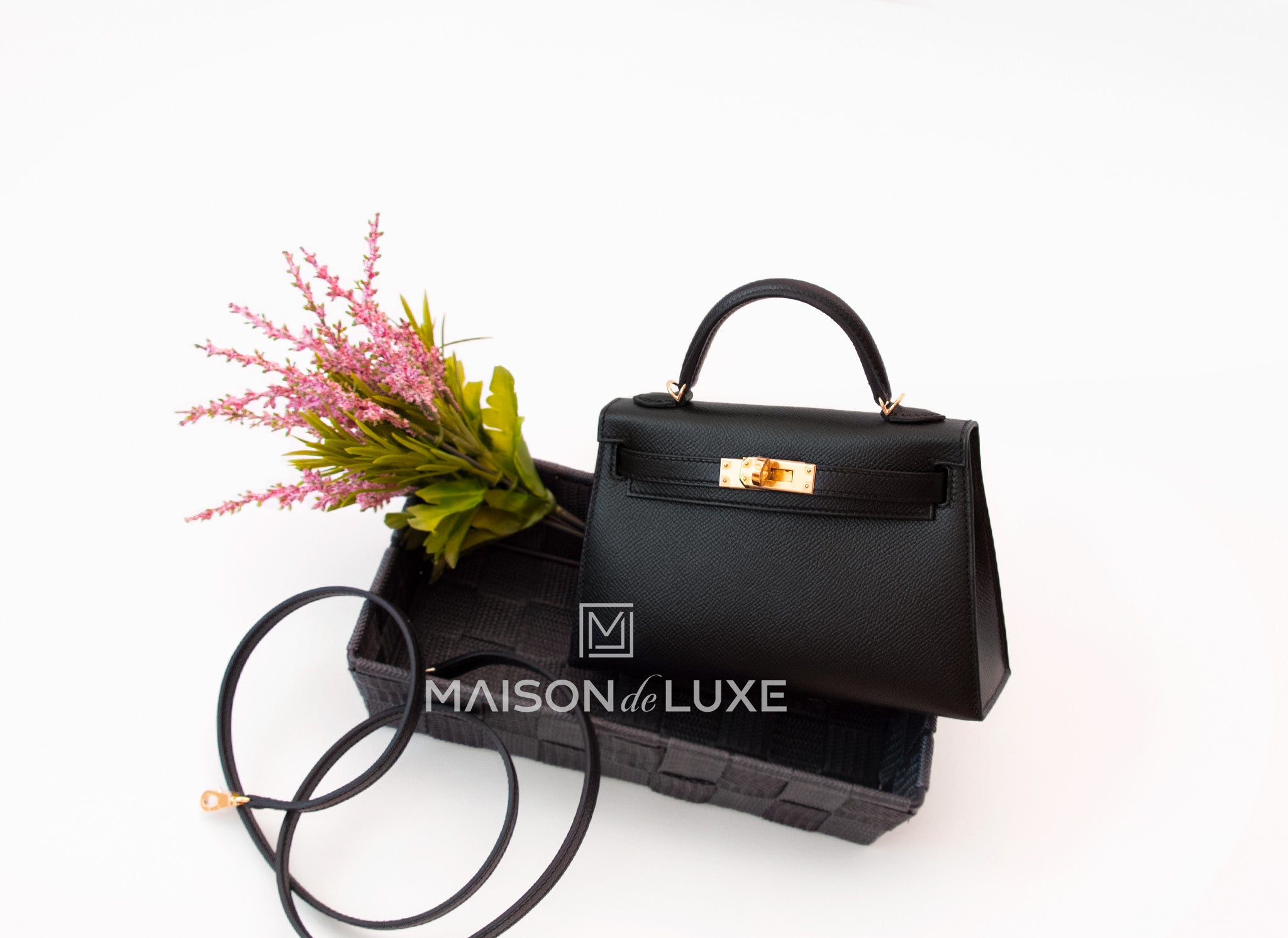 Hermes Noir Black GHW Epsom Mini Kelly Pochette - MAISON de LUXE