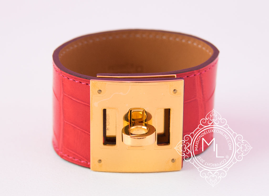 HERMES Collier de Chien Palladium Plated Orange Leather Bracelet | eBay