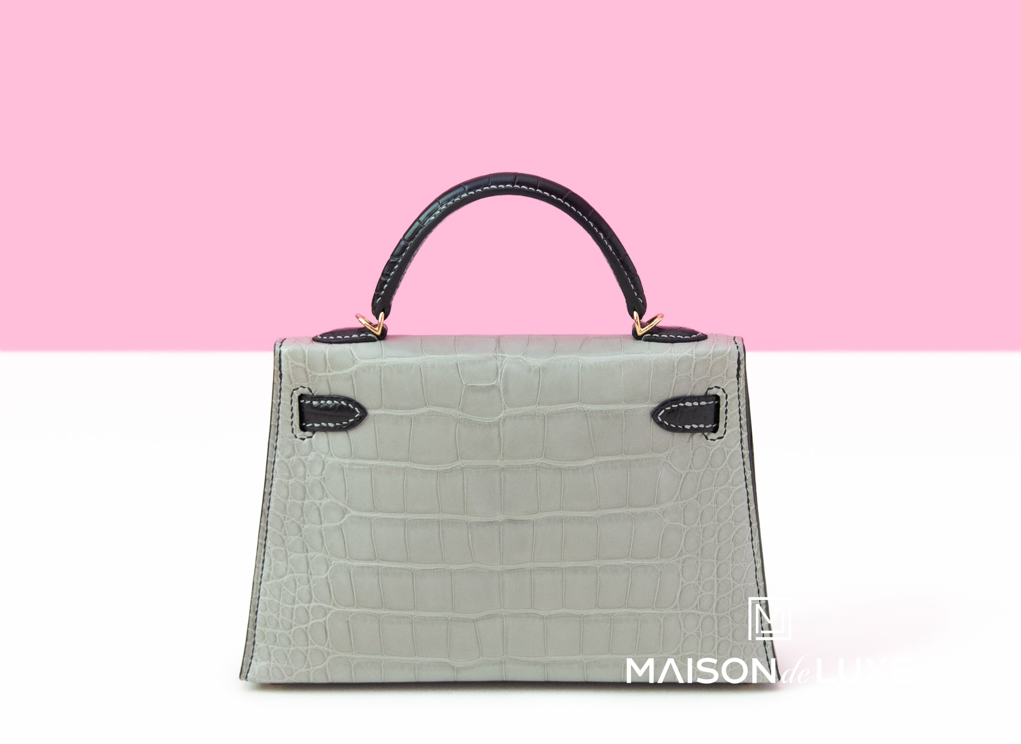 Hermes Mini Kelly II 20 Gris Perle & Noir HSS Matte Alligator - MAISON de  LUXE