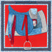 Hermes Red Blue Twill Silk 90 cm Selle d'Officier en Grande Tenue Scarf