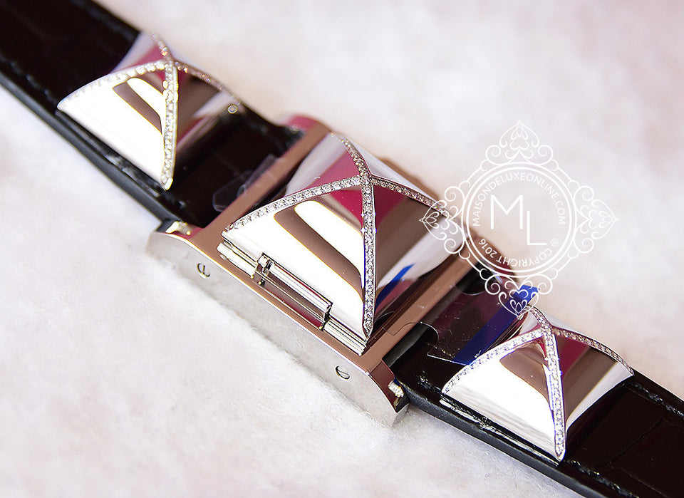 Hermes Diamond Medor CDC Black Crocodile Watch Bracelet - New - MAISON de LUXE - 1